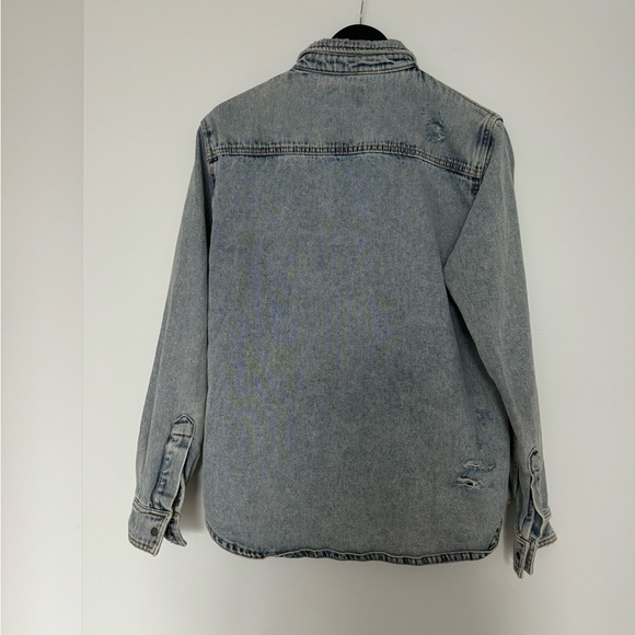 Zara Man Relaxed Fit Distressed Denim Shacket - Picture 2 of 4